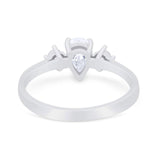 Pear Teardrop Natural Stone Trio Ring
