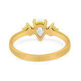 Pear Teardrop Natural Stone Trio Ring