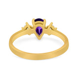 Pear Teardrop Natural Stone Trio Ring