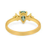 Pear Teardrop Natural Stone Trio Ring