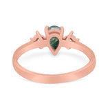 Pear Teardrop Natural Stone Trio Ring