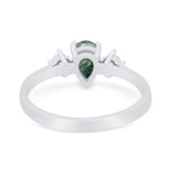 Pear Teardrop Natural Stone Trio Ring