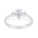 Pear Teardrop Natural Stone Trio Ring