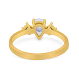Pear Teardrop Natural Stone Trio Ring