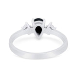 Pear Teardrop Natural Stone Trio Ring