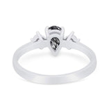 Pear Teardrop Natural Stone Trio Ring
