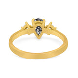 Pear Teardrop Natural Stone Trio Ring