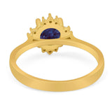 Art Deco Round Natural Stone Floral Ring