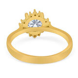 Art Deco Round Natural Stone Floral Ring