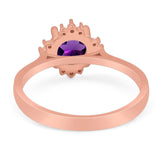 Art Deco Round Natural Stone Floral Ring