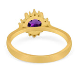 Art Deco Round Natural Stone Floral Ring