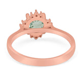 Art Deco Round Natural Stone Floral Ring