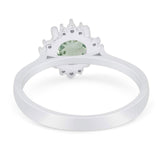 Art Deco Round Natural Stone Floral Ring