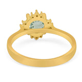 Art Deco Round Natural Stone Floral Ring