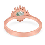 Art Deco Round Natural Stone Floral Ring