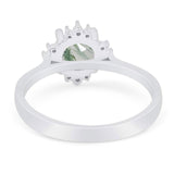 Art Deco Round Natural Stone Floral Ring
