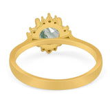 Art Deco Round Natural Stone Floral Ring