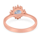 Art Deco Round Natural Stone Floral Ring