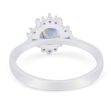 Art Deco Round Natural Stone Floral Ring