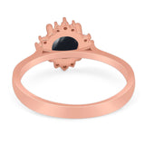 Art Deco Round Natural Stone Floral Ring