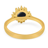 Art Deco Round Natural Stone Floral Ring