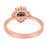 Art Deco Round Natural Stone Floral Ring