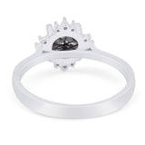 Art Deco Round Natural Stone Floral Ring