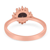 Art Deco Round Natural Stone Floral Ring