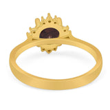 Art Deco Round Natural Stone Floral Ring