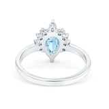 Teardrop Art Deco Pear Wedding Engagement Ring Round CZ 925 Sterling Silver