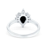 Teardrop Art Deco Pear Wedding Engagement Ring Round CZ 925 Sterling Silver