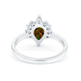 Teardrop Art Deco Pear Wedding Engagement Ring Round CZ 925 Sterling Silver