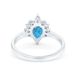 Teardrop Art Deco Pear Wedding Engagement Ring Round CZ 925 Sterling Silver