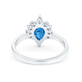 Teardrop Art Deco Pear Wedding Engagement Ring Round CZ 925 Sterling Silver