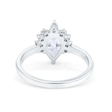 Teardrop Art Deco Pear Wedding Engagement Ring Round CZ 925 Sterling Silver