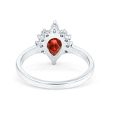 Teardrop Art Deco Pear Wedding Engagement Ring Round CZ 925 Sterling Silver