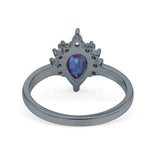 Pear Teardrop Natural Stone Floral Ring