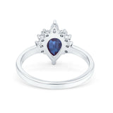 Pear Teardrop Natural Stone Floral Ring
