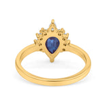 Pear Teardrop Natural Stone Floral Ring