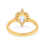 Pear Teardrop Natural Stone Floral Ring