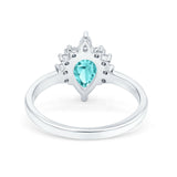 Teardrop Art Deco Pear Wedding Engagement Ring Round CZ 925 Sterling Silver
