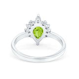 Teardrop Art Deco Pear Wedding Engagement Ring Round CZ 925 Sterling Silver