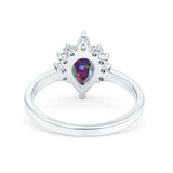 Teardrop Art Deco Pear Wedding Engagement Ring Round CZ 925 Sterling Silver