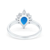 Pear Teardrop Natural Stone Floral Ring