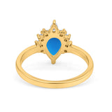 Pear Teardrop Natural Stone Floral Ring