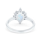 Teardrop Art Deco Pear Wedding Engagement Ring Round CZ 925 Sterling Silver