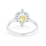 Teardrop Art Deco Pear Wedding Engagement Ring Round CZ 925 Sterling Silver
