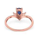 Pear Teardrop Natural Stone Chevron Ring