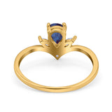 Pear Teardrop Natural Stone Chevron Ring
