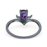 Pear Teardrop Natural Stone Chevron Ring